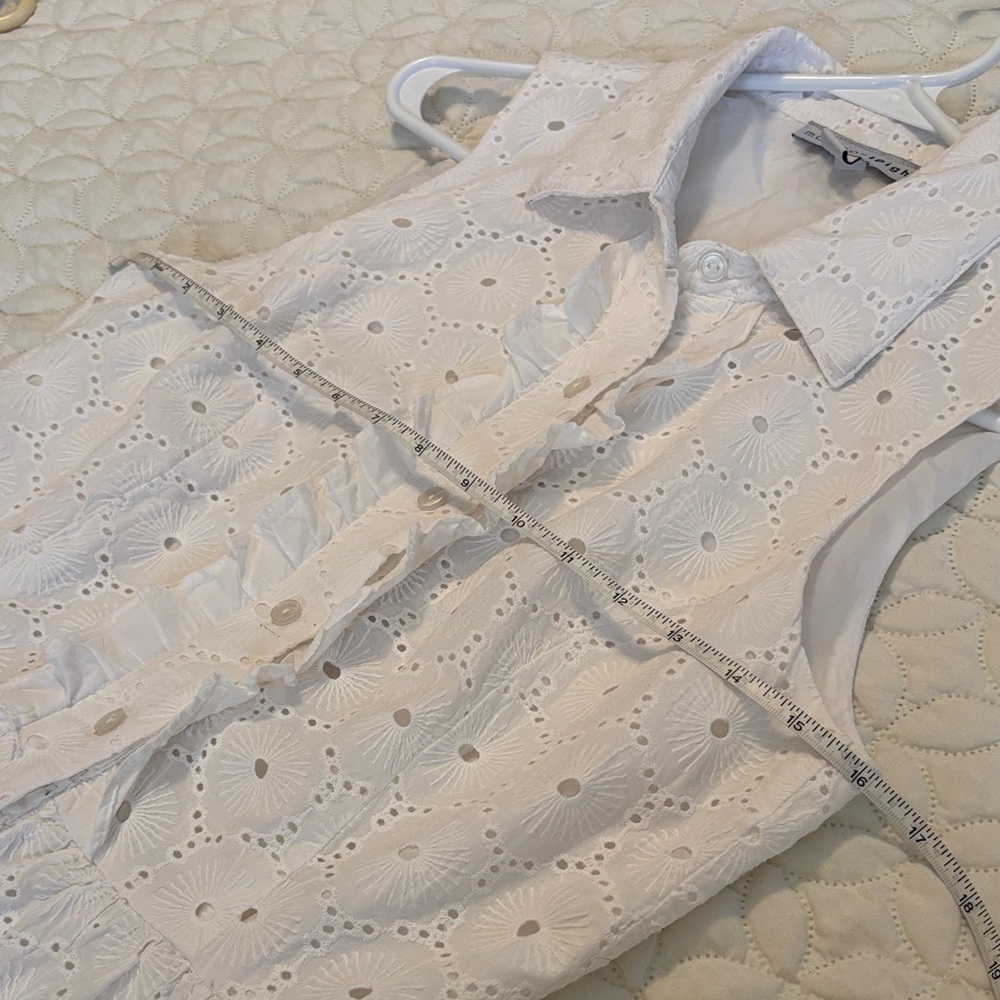 Madison Leigh White Eyelet Lace Dress Fully Lined Event Ready Size 8 EUC - Picture 7 of 11